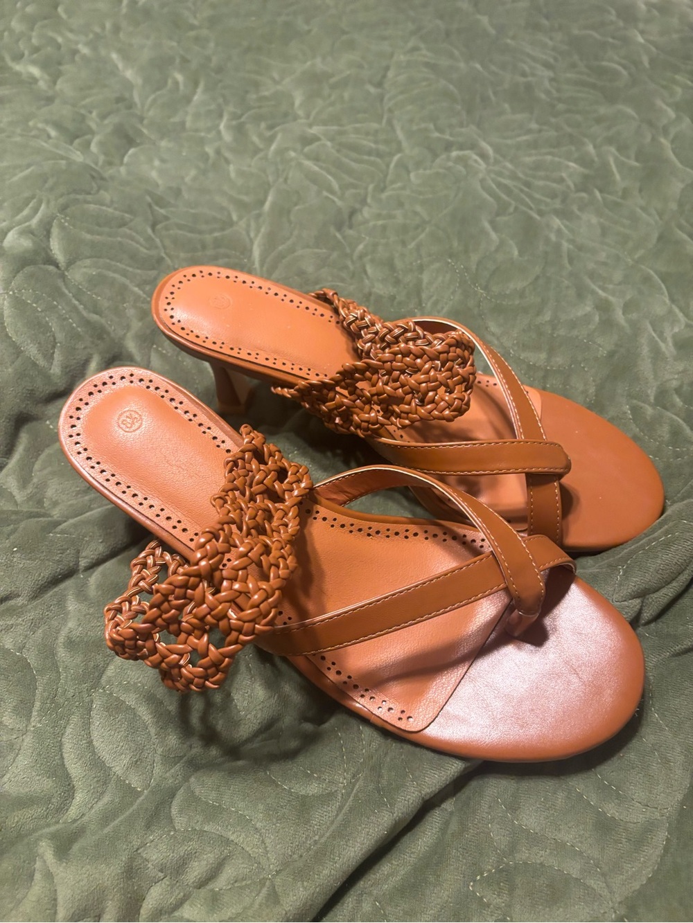 Source Unknown Tan Woven-Strap Women's Heeled Sandals